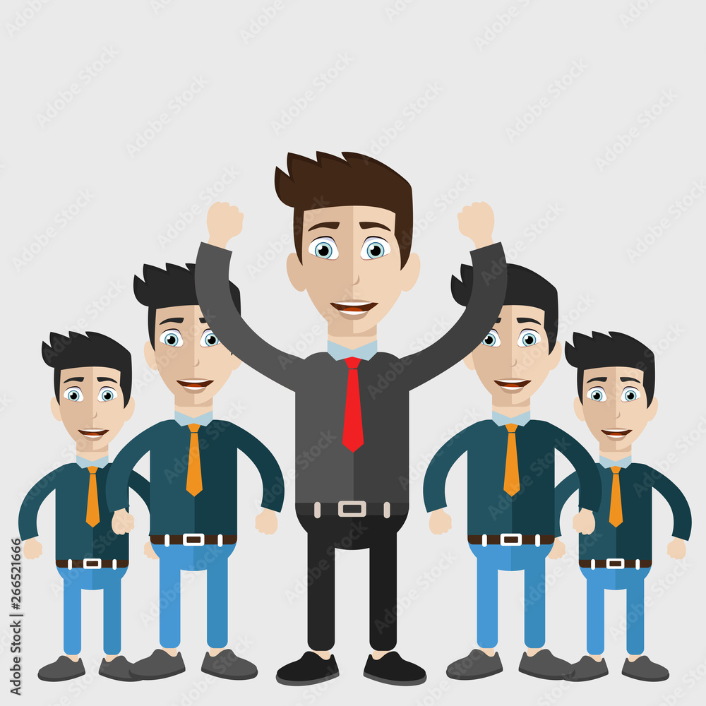 Happy successful business men. Find the right person for the job concept. Flat vector illustration. Happy successful business men. Find the right person for the job concept. Flat vector illustration.
