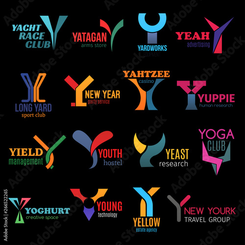 Y letter abstract shape corporate identity icons