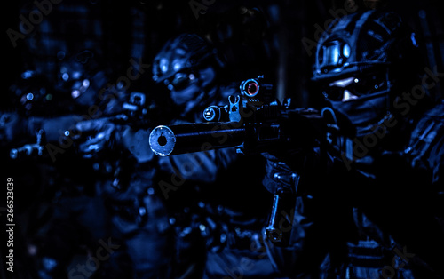 Police SWAT team suppresses criminals with gunfire