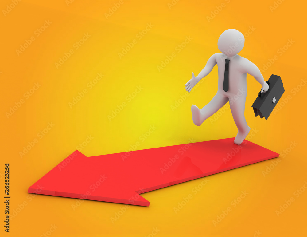 3d man with briefcase run time to success. 3d illustration 3d man with briefcase run time to success. 3d illustration