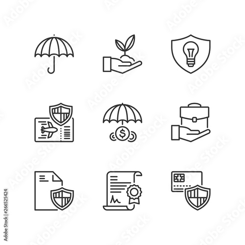 Outline icons. Business protection