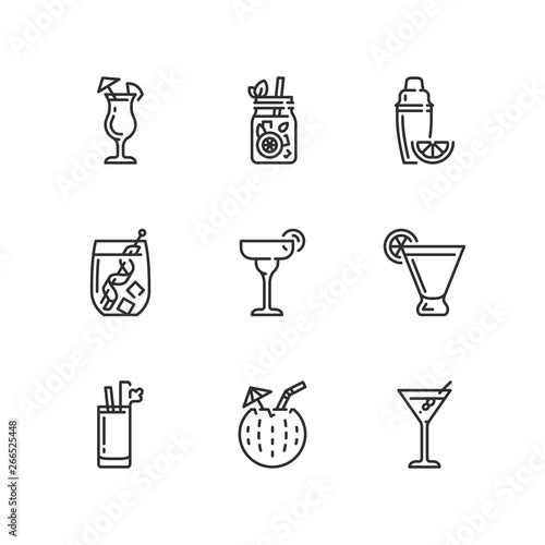 Outline icons. Drinks. Cocktails