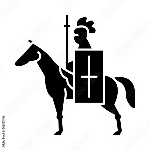 Horse knight with flag glyph icon