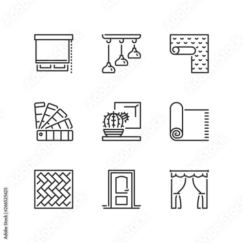 Outline icons. Home decor. Home renovations