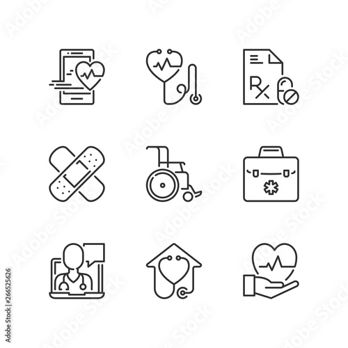 Outline icons. Medicine. Health care