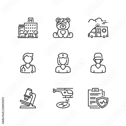 Outline icons. Medicine. Hospital