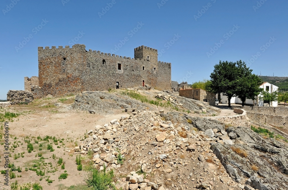 The old castle and Sanctuary of Montanchez beautiful town of the province of Caceres Extremadura Spain