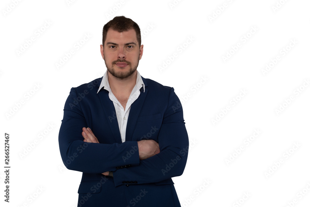 Beautiful serious business man in suit on white empty background Beautiful serious business man in suit on white empty background