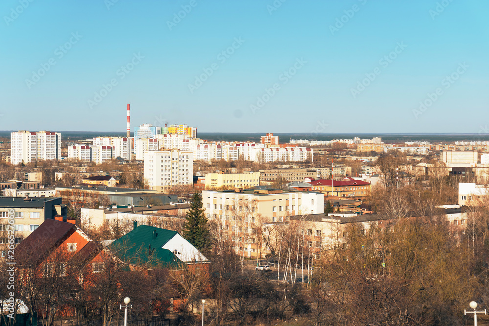 panorama of the city in autumn from above