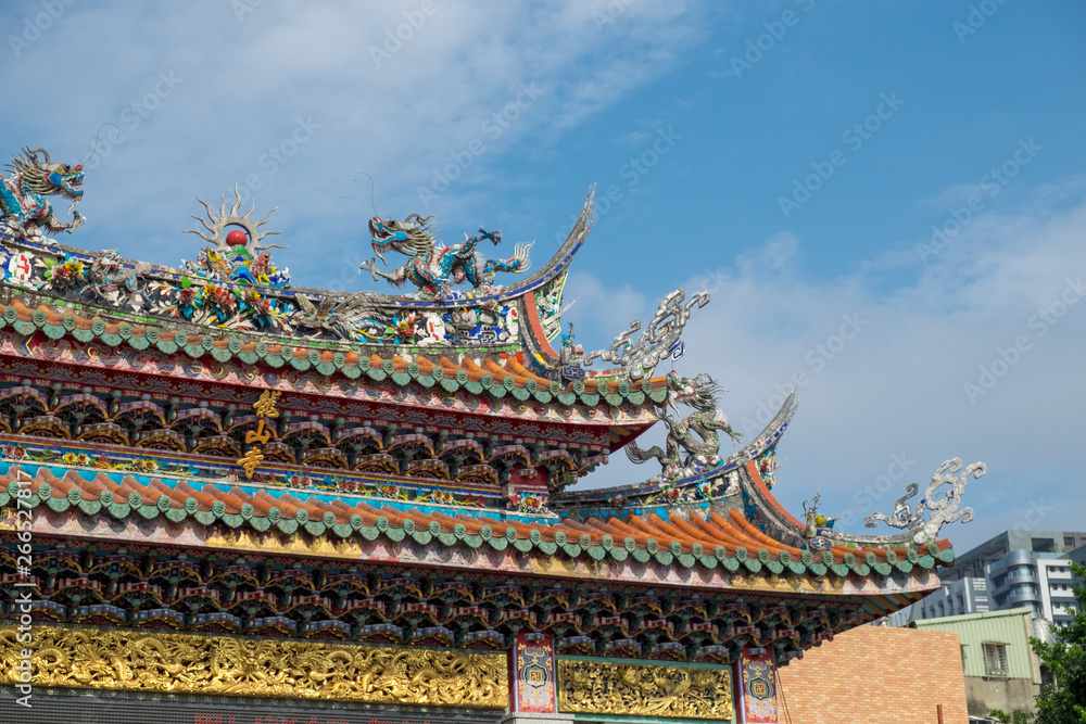 Traditional architecture of ancient chinese temple in Taiwan