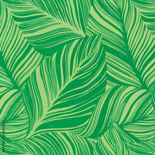 green palm leaf pattern for printing