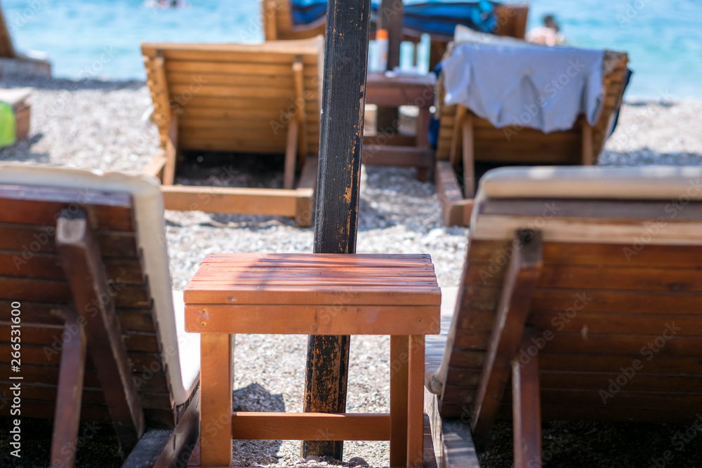 Beach chairs on the beach,