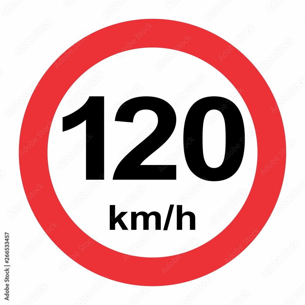 Speed limit 120 kmh traffic sign Speed limit 120 kmh traffic sign