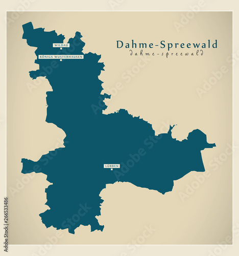 Modern Map - Dahme-Spreewald county of Brandenburg DE