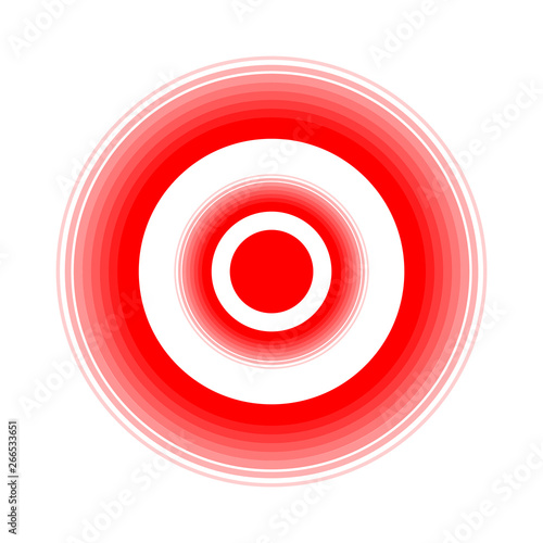 Pain circle red icon for medical painkiller drug medicine. Vector red circles target spot symbol for pill medication design template of body or muscular joint pain and head ache analgetic remedy.
