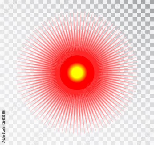 Pain circle red icon for medical painkiller drug medicine. Vector red circles target spot symbol for pill medication design template of body or muscular joint pain and head ache analgetic remedy.