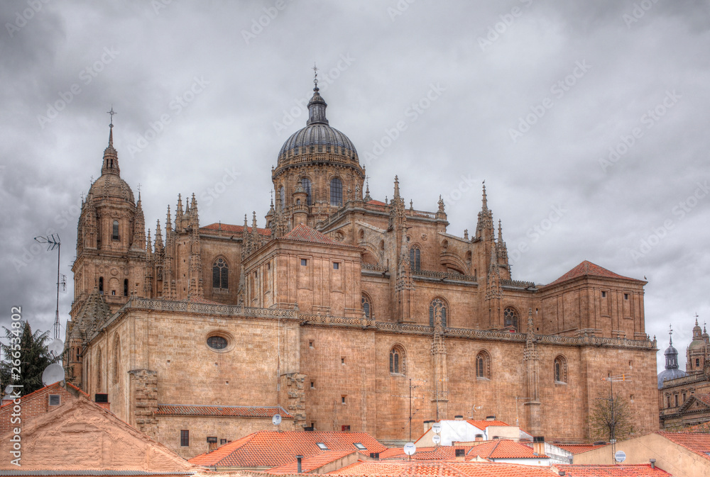 Kathedrale, bewölkter Himmel, Salamanca