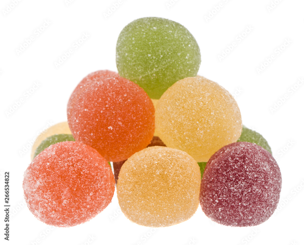 pyramid of marmalade balls isolated on white background close up pyramid of marmalade balls isolated on white background close up