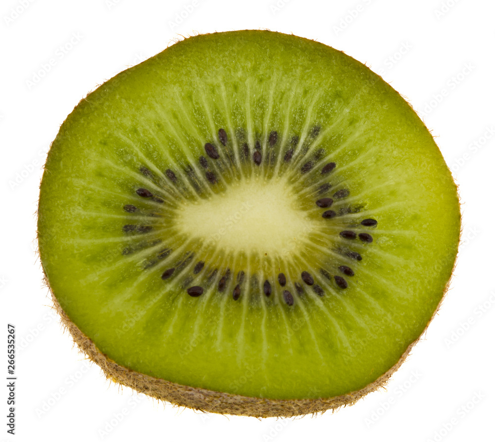 Kiwi slices isolated on white background close-up. Kiwi slices isolated on white background close-up.