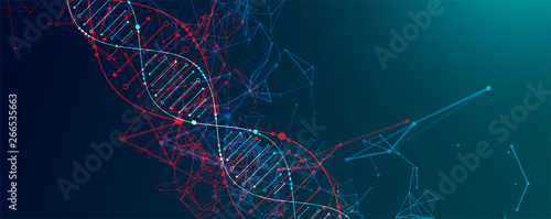 Science template, wallpaper or banner with a DNA molecules. Vector illustration