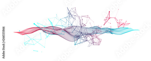 Polygonal science background with connecting dots and lines. Digital data visualization.