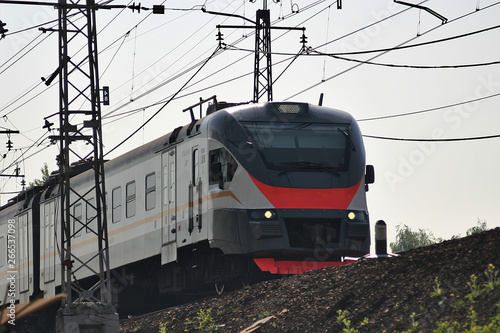 Electric train in motion