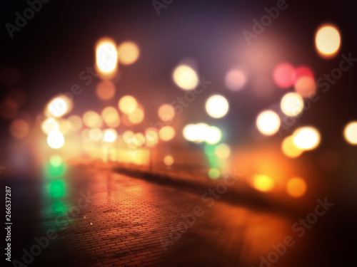 defocused blurred bokeh of night street