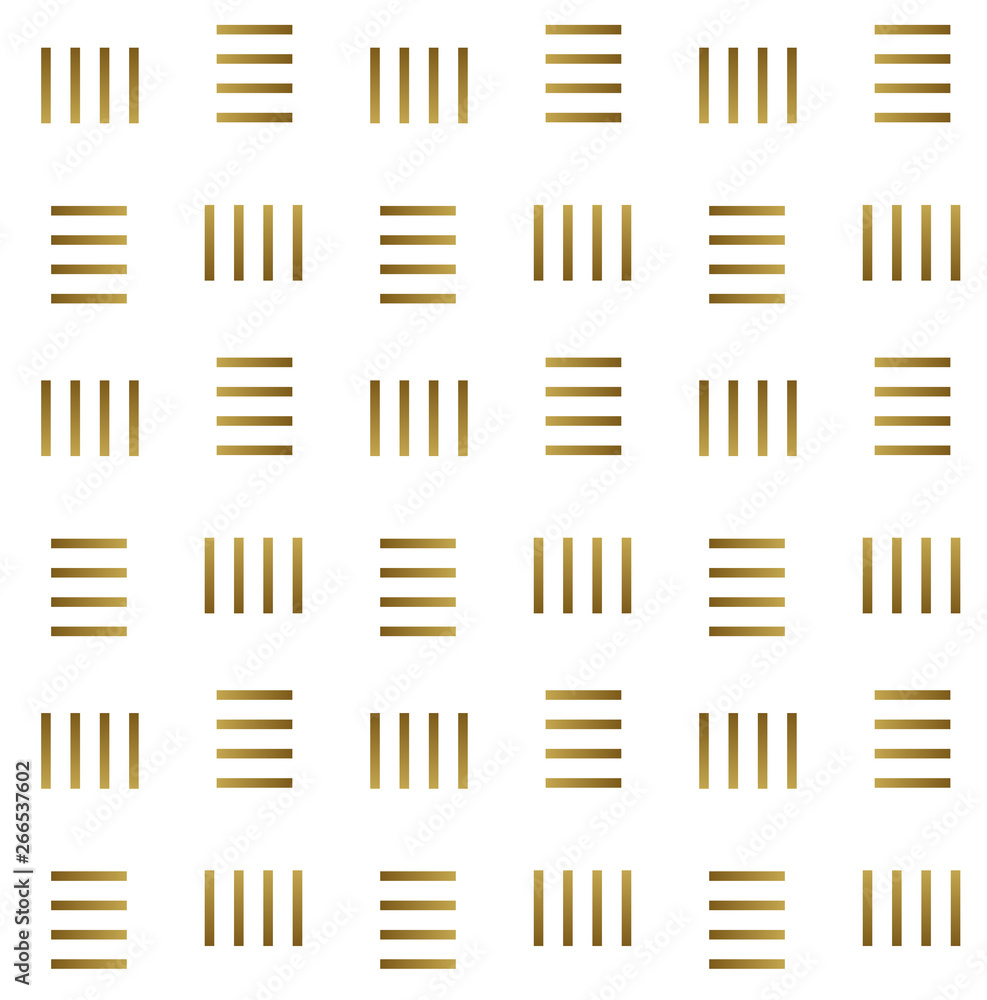 Abstract simple tile pattern composed with lines. White and gold colors. Abstract simple tile pattern composed with lines. White and gold colors.