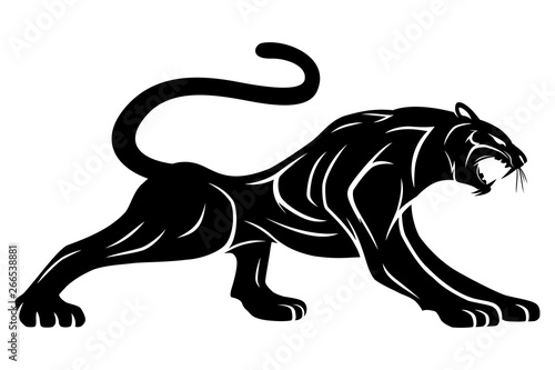 Black panther sign on a white background.