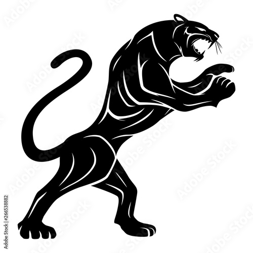 Black panther sign on a white background.