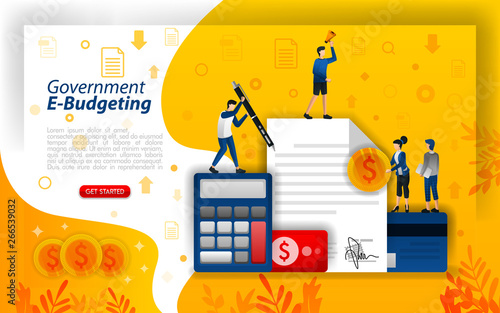 online financial planning, digital budgeting, online government budgeting, e-budgeting technology, concept vector ilustration. can use for, landing page, template, ui, web, mobile app, poster, banner