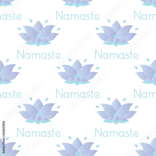 Seamless pattern with lotus flower and namaste text,abstract texture,