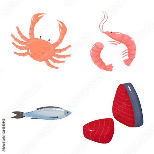 Isolated object of food and sea sign. Collection of food and healthy vector icon for stock. © pandavector