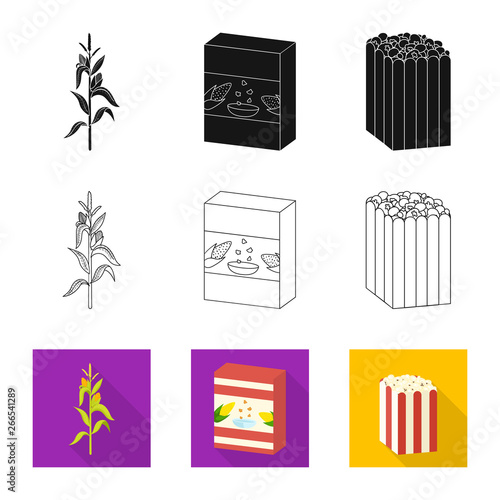 Isolated object of cornfield and vegetable sign. Collection of cornfield and vegetarian vector icon for stock.