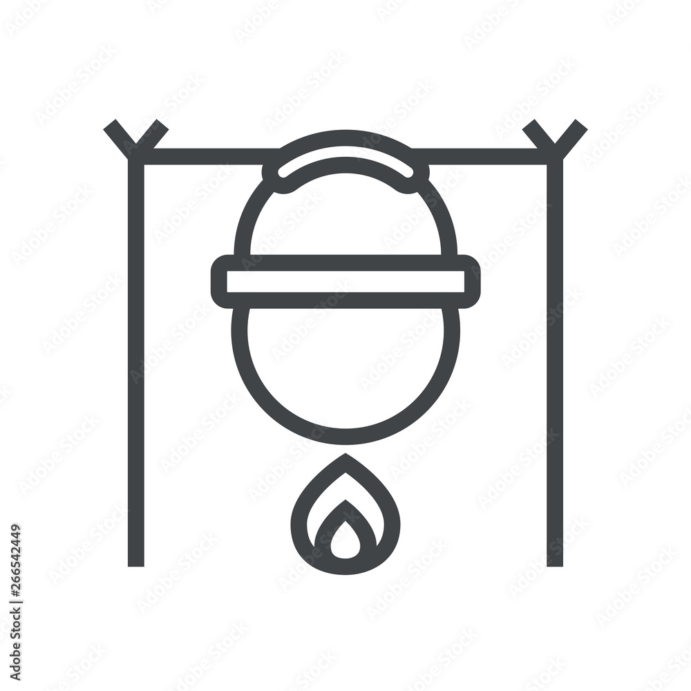Line icon boiler over fire Line icon boiler over fire
