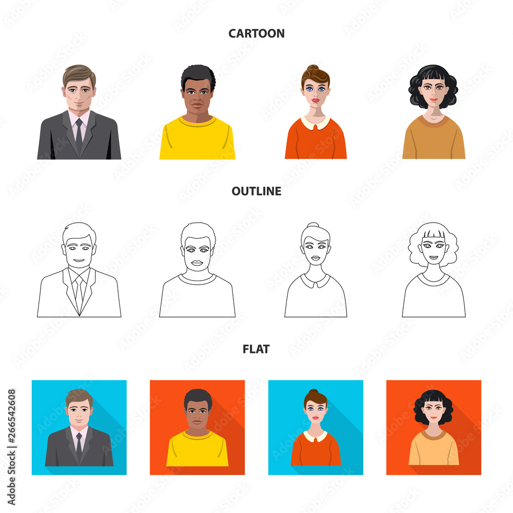 Isolated object of hairstyle and profession icon. Collection of hairstyle and character vector icon for stock. Isolated object of hairstyle and profession icon. Collection of hairstyle and character vector icon for stock.