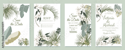 Vector tropical cover set in green colors.