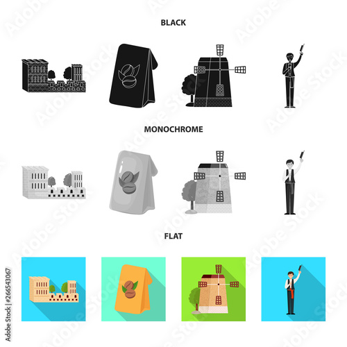 Isolated object of  and historic logo. Set of  and country stock vector illustration.