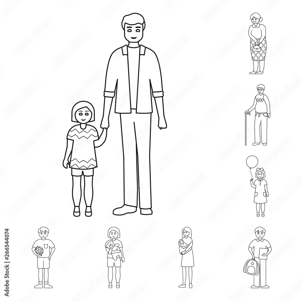Isolated object of happy and character logo. Collection of happy and portrait stock vector illustration. Isolated object of happy and character logo. Collection of happy and portrait stock vector illustration.