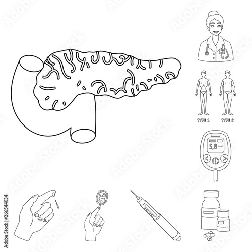 Vector illustration of mellitus and diabetes symbol. Collection of mellitus and diet stock symbol for web.