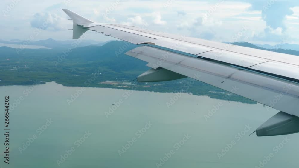Aerial view landscape from descending airplane Aerial view landscape from descending airplane