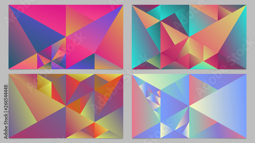 Geometric dynamic gradient triangle mosaic background collection - polygonal minimalistic abstract multicolo vector desktop wallpapers