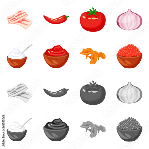 Vector illustration of taste and product symbol. Collection of taste and cooking stock vector illustration.