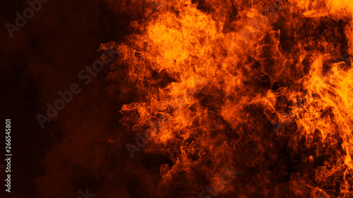 Fire flames texture on isolated black background. Perfect texture overlays for copy space.Design element
