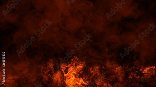 Fire flames texture on isolated black background. Perfect texture overlays for copy space.Design element