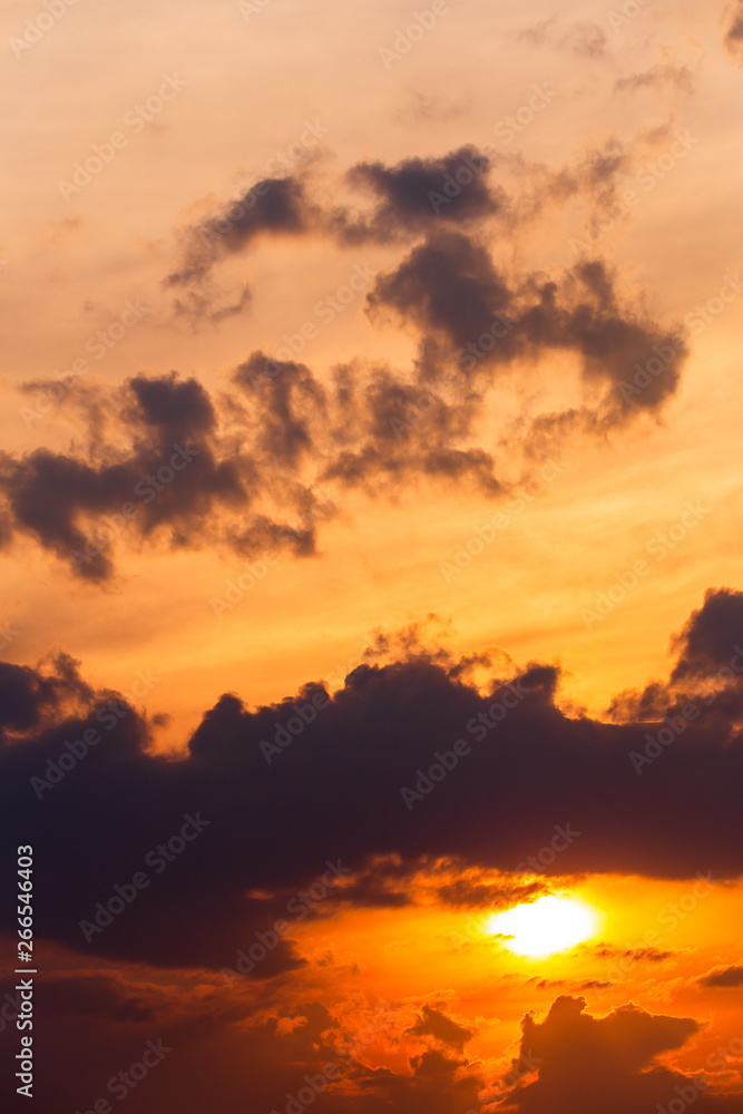 colorful dramatic sky with cloud at sunset.