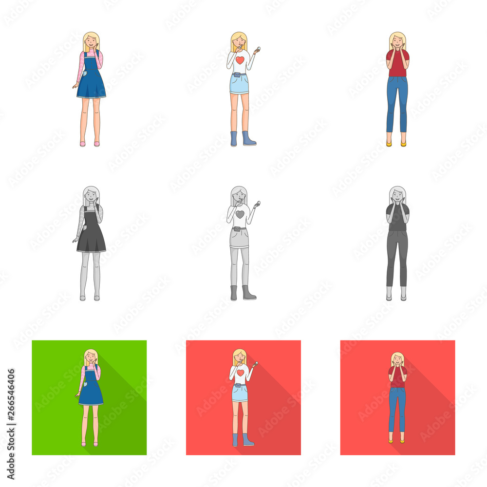 Isolated object of posture and mood symbol. Collection of posture and female vector icon for stock. Isolated object of posture and mood symbol. Collection of posture and female vector icon for stock.