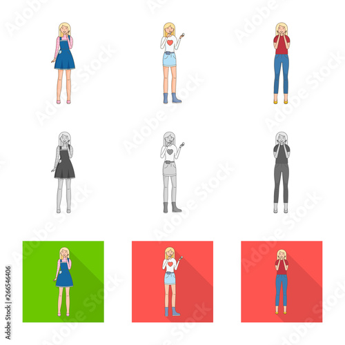 Isolated object of posture and mood symbol. Collection of posture and female vector icon for stock.