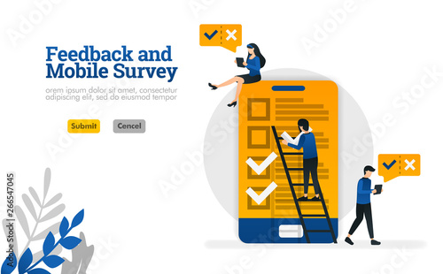 Feedback and Mobile Survey. for survey needs vector illustration concept can be use for, landing page, template, ui ux, web, mobile app, poster, banner, website