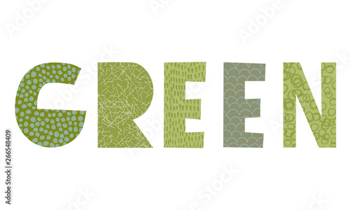Green vector paper collage word 